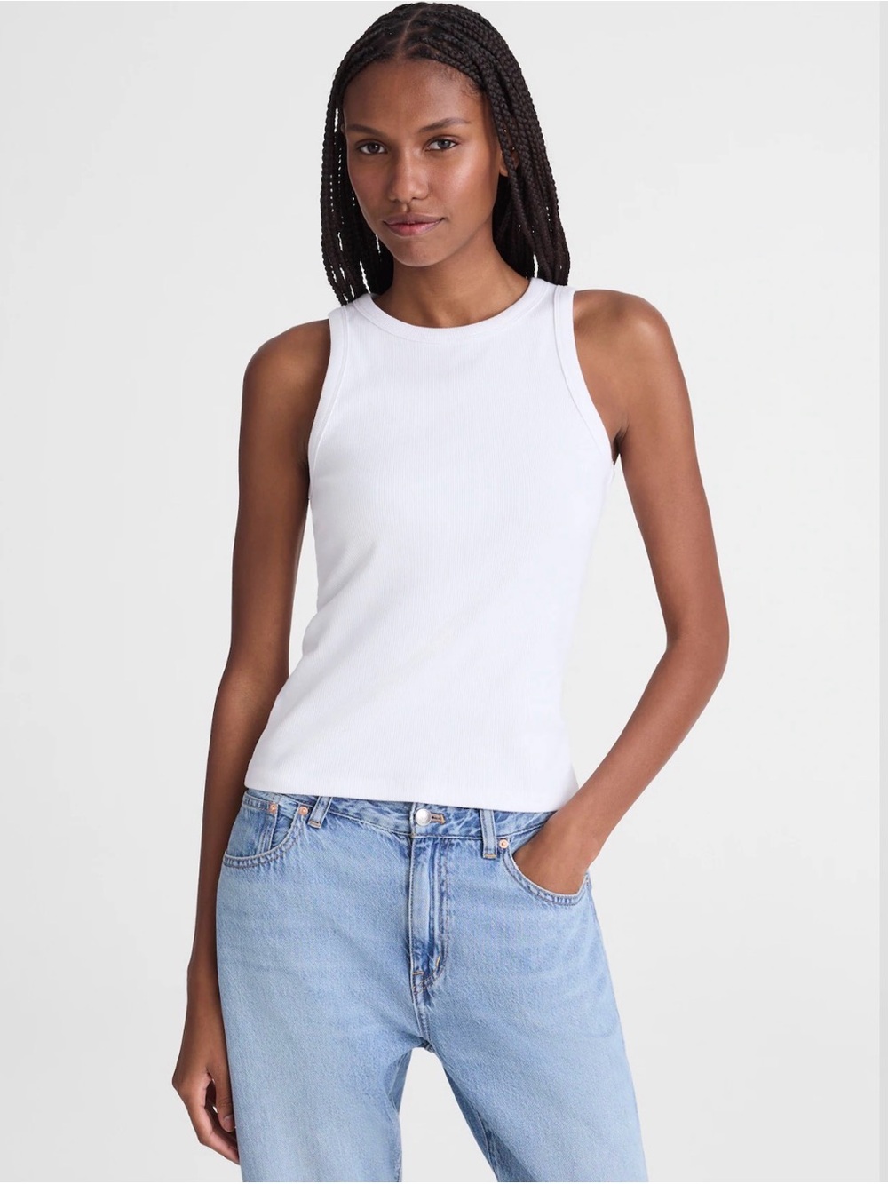 Madewell the essential tank in utility rib - white